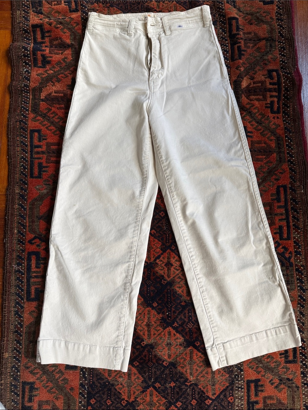 Marine Layer Cream Wide-Leg Chinos